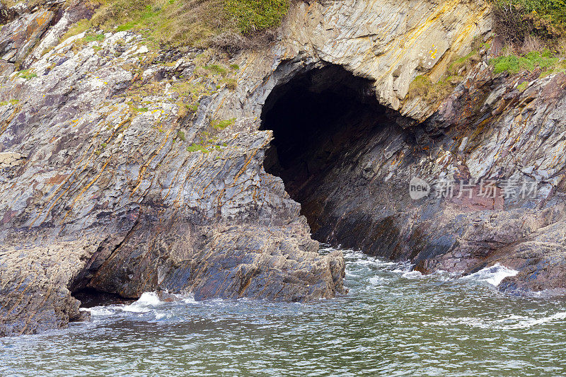 Caves,sea, coastline cliff. Viavélez,Asturias, Spain.